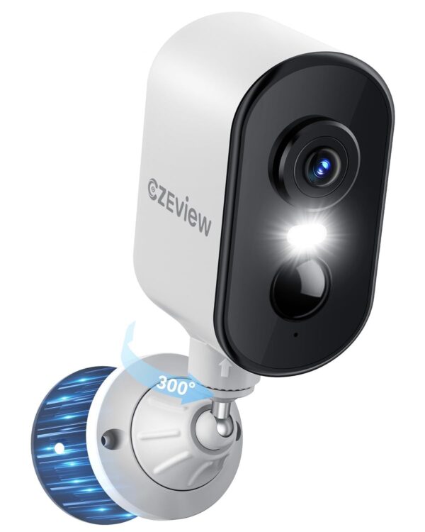 CZEview 2K Surveillance Camera Outdoor Battery, Magnetic Mounting, 300° Horizontal PTZ, Motion Detection, WLAN Wireless Surveillance Camera Outdoor/Indoor, 2.4G, 2-Way Audio,...