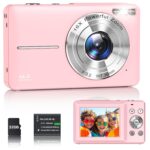 Digital Camera 1080P Camera 44MP Camera Portable Compact Camera with 2.4 Inch LCD Screen, 16x Digital Zoom, 32G Micro Memory Card, 1 Battery for Children, Teenagers, Students,...