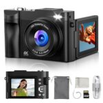 Digital Camera 4K Camera Photo Camera 50MP: 3 Inch 180° Flip Screen Digital Camera for Vlog - Vintage Photo Camera Children - Autofocus Camera - Gifts for Teenagers Boys Girls...