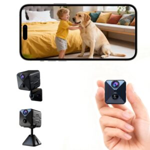 First 4K Mini Camera Completely Upgraded Surveillance Camera Indoor Battery 2.4 GHz WiFi Camera Surveillance Indoor with 2800 mAh Battery for Long Runtime, Motion Sensor, Night...