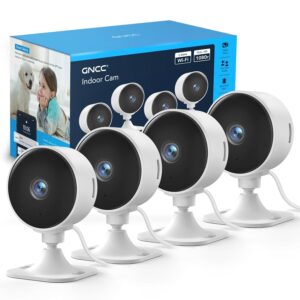 GNCC 4-Pack GC3 Indoor Surveillance Camera with Night Vision, 1080P HD WiFi Indoor Camera, Two-Way Audio, PIR Motion Detection, with Alexa & Google Home, 2.4 GHz WiFi, Cloud...