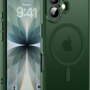 Helssitot For iPhone 17 Case with Magsafe, Military Grade Shockproof Anti-Fingerprint Magnetic Back Matte Case for iPhone 17 6.3 Inch, Alpine Green