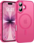 Helssitot For iPhone 17 Case with Magsafe, Military Grade Shockproof Anti-Fingerprint Magnetic Back Matte Case for iPhone 17 6.3 Inch, Hot Pink
