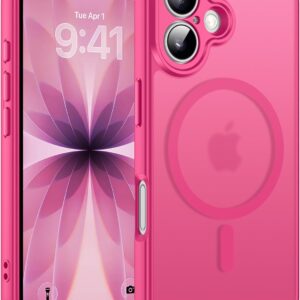 Helssitot For iPhone 17 Case with Magsafe, Military Grade Shockproof Anti-Fingerprint Magnetic Back Matte Case for iPhone 17 6.3 Inch, Hot Pink