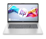 HP Laptop with 17.3 Inch FHD Display, Intel Core 3 100U, 8 GB DDR4 RAM, 512 GB SSD, ‎Intel Graphics, Windows 11, QWERTZ Keyboard, Silver