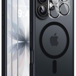 ivencase Magnetic Matte Case Compatible with iPhone 17 Case for Mag Safe with 2 Protective Films and 2 Pieces Camera Protection Military Standard Protection, Hard PC...