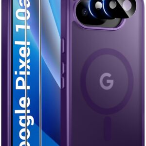 ivencase Magnetic Protective Case Compatible with Google Pixel 10a Case for Mag Safe with 2 Pieces Camera Protection and 2 Pieces Screen Protectors PC Scratch-Resistant Back...