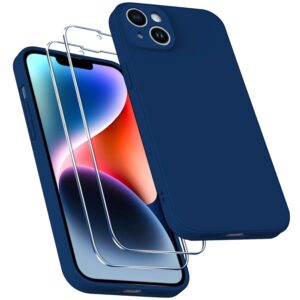 ivoler 3-in-1 Silicone Case for iPhone 14 6.1 Inch with 2 Pieces Tempered Glass Screen Protector, Ultra Thin Lightweight Soft Shockproof Protective Case Flexible TPU Matte...