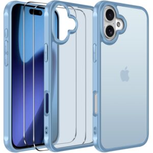 ivoler Case for iPhone 17 with 2 Pieces Tempered Glass Protection [Military Standard] Shockproof [Camera Protection] Mobile Phone Case, Matte Translucent Back Anti-Fingerprint...