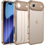 ivoler Case for iPhone Air with 2 Pieces Tempered Glass Protection [Military Standard] Shockproof [Camera Protection] Mobile Phone Case, Matte Translucent Back Anti-Fingerprint...