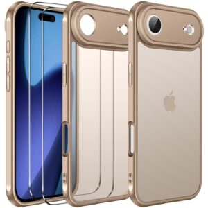 ivoler Case for iPhone Air with 2 Pieces Tempered Glass Protection [Military Standard] Shockproof [Camera Protection] Mobile Phone Case, Matte Translucent Back Anti-Fingerprint...