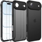 ivoler Case for iPhone Air with 2 Pieces Tempered Glass Protection [Military Standard] Shockproof [Camera Protection] Mobile Phone Case, Matte Translucent Back Anti-Fingerprint...