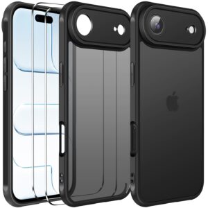 ivoler Case for iPhone Air with 2 Pieces Tempered Glass Protection [Military Standard] Shockproof [Camera Protection] Mobile Phone Case, Matte Translucent Back Anti-Fingerprint...