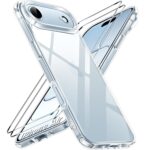 ivoler Never Yellowing Clear Case for iPhone Air/iPhone 17 Air, 1 Mobile Phone Case with 2 Pieces Tempered Glass Protection, Military Protection, Shockproof, Transparent...