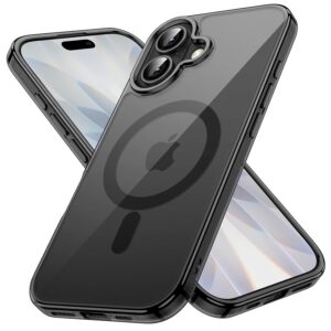 JETech Magnetic Case for iPhone 17 6.3 Inch Compatible with MagSafe, Shockproof Bumper Mobile Phone Case, Anti-Scratch Transparent Back (Black)