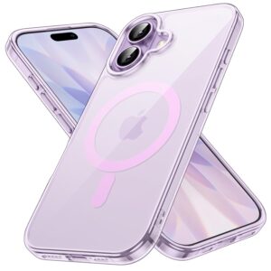 JETech Magnetic Case for iPhone 17 6.3 Inch Compatible with MagSafe, Shockproof Bumper Mobile Phone Case, Anti-Scratch Transparent Back (Purple)
