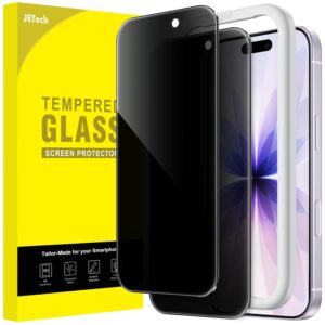JETech Privacy Screen for iPhone 17 6.3 Inch, Anti-Spy Tempered Glass Screen Protector with Easy Installation Tool, Pack of 2