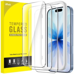 JETech Screen Protector for iPhone 17 6.3 Inch, Tempered Glass Screen Protector with Easy Installation Tool, 9H Hardness, Does Not Influence on the Case, Pack of 3