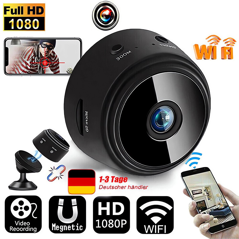 Mini Kamera 1080P Überwachungskamera Aussen WiFi Magnetische Nachtsicht Camera