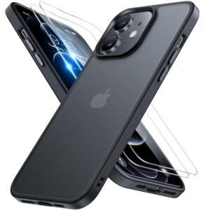 Miracase For iPhone 12/12 Pro Case [with 2 Protective Glass] 360° Airbags 3-Layer Military Protection Shockproof Scratch-Resistant Anti-Fingerprint Great Feel Thin Mobile Phone...