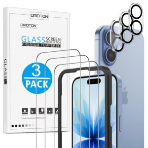 OMOTON Tempered Glass Screen Protector for iPhone 17 with Frame Installation Aid, Compatible with iPhone 17 Camera Screen Protector, Anti-Scratch, Bubble-Free, 9H Hardness Film,...