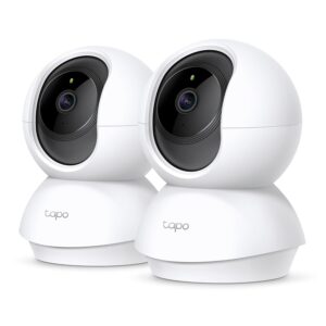 Tapo TP-Link C200P2 360° Indoor Surveillance Camera, 1080P, Night Vision, Motion Detection, Two-Way Audio, Compatible with Alexa & Google Assistant, for Babies/Pets, Pack of 2 C200