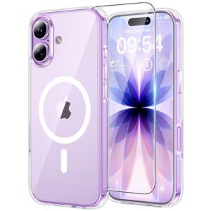 TAURI Case for 2025 6.3 Inch with Tempered Glass Film, Military Standard Protection, [Anti-Yellowing] Shockproof Magnetic Mobile Phone Case - Transparent