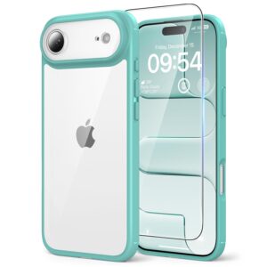 TAURI Case for iPhone Air 6.5 Inch with Tempered Glass Film, Full Camera Protection, [Anti-Yellowing] Shockproof Military Standard Transparent Mobile Phone Case for 17 Air - Green