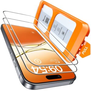 TOCOL Tempered Glass Screen Protector, iPhone 17/iPhone 16 Pro (7.62 cm), Car Installation, Full Screen, 9H, Shockproof, Scratch-Resistant, Anti-Fingerprint, Anti-Bubble,...